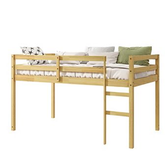 Pnronnc Kids Loft Bed with Ladder, Low Loft Bed Frame