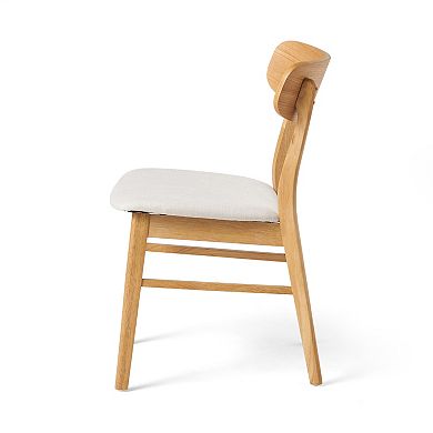 Pnronnc Solid Rubberwood Dining Chairs with Open Back Accent Chairs 2pcs Side Chairs Diner Chairs