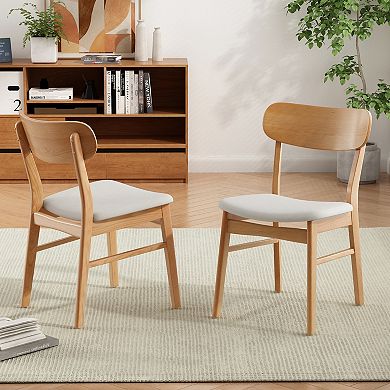 Pnronnc Solid Rubberwood Dining Chairs with Open Back Accent Chairs 2pcs Side Chairs Diner Chairs