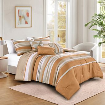 Terracotta Orange & Beige Comforter Set