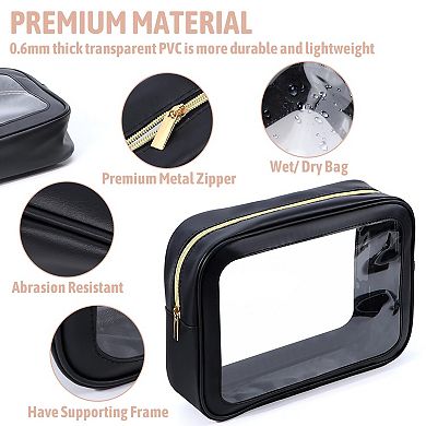 Clear Travel Toiletry Bags Cosmetics Toiletries Organizer 5pc