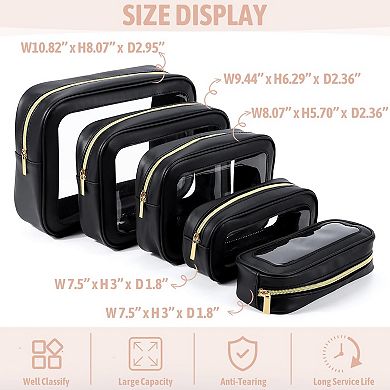 Clear Travel Toiletry Bags Cosmetics Toiletries Organizer 5pc
