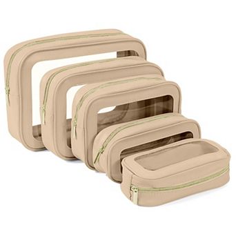 Clear Travel Toiletry Bags Cosmetics Toiletries Organizer 5 pc