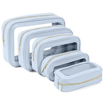 Clear Travel Toiletry Bags Cosmetics Toiletries Organizer 5 pc