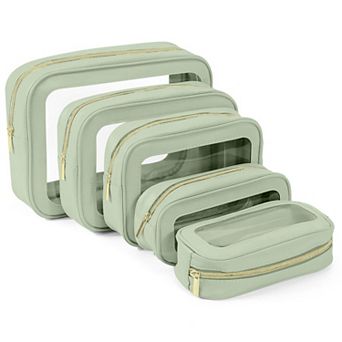 Clear Travel Toiletry Bags Cosmetics Toiletries Organizer 5 pc