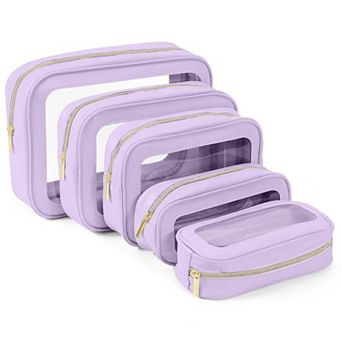 Clear Travel Toiletry Bags Cosmetics Toiletries Organizer 5 pc