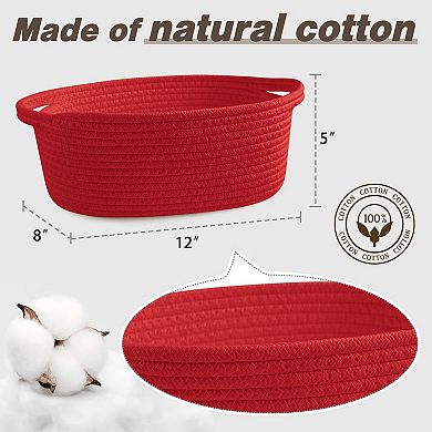 Woven Basket Gift Storage Rope Handles