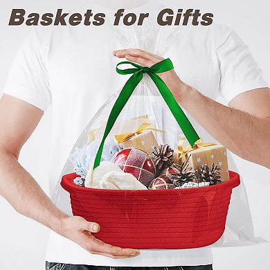 Woven Basket Gift Storage Rope Handles
