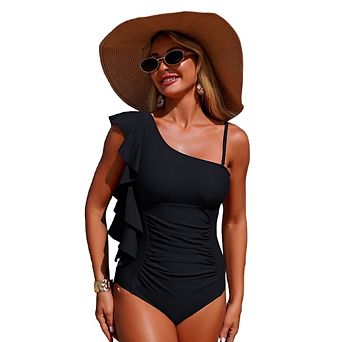 Women One Piece Swimsuits Tummy Control Bathing Suit Ruffle Swimwear Slimming Monokini