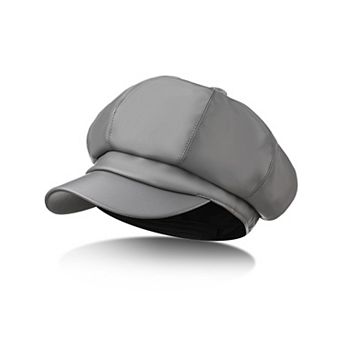 Women's PU Leather Newsboy Cap 8 Panel Vintage Beret