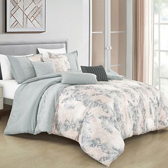 Floral Green & Pink Comforter Set