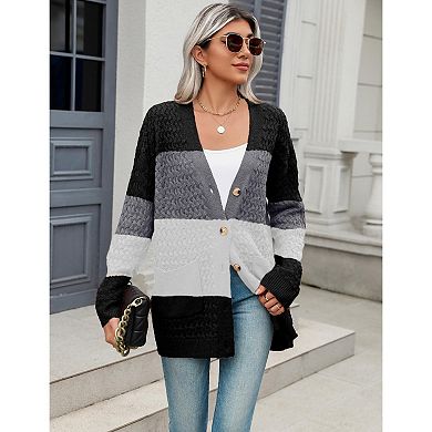 Zeagoo Women's Chunky Cable Knit Cardigans Button Down Open Front Outerwear with Pockets