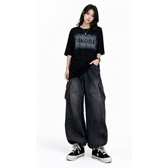 Relaxed Fit Denim Cargo Pants