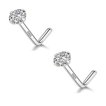 L-Shaped Nose Studs in Sterling Silver