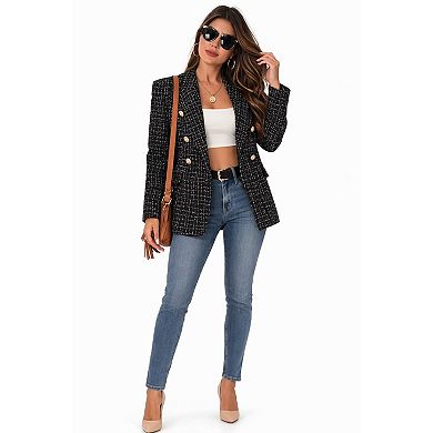 Women Casual Plaid Blazer Jacket