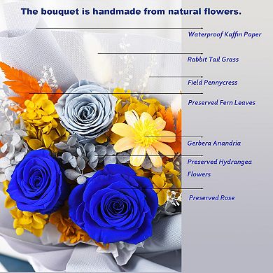 Preserved Blue Rose Bouquet Gift