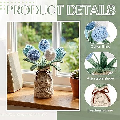 Crochet Tulip Bouquet Vase Handmade Gift Decor