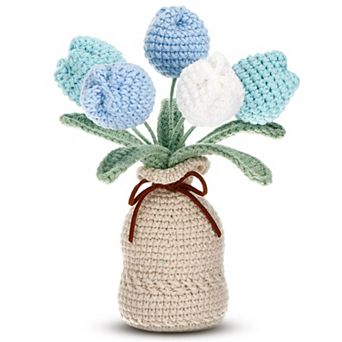 Crochet Tulip Bouquet Vase Handmade Gift Decor