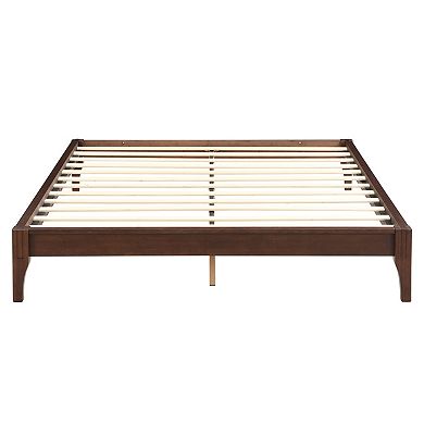Pnronnc Solid Dry Bamboo Wood Open Bed Modern Platform Bed Frame with Wood Slat Support