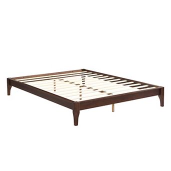 Pnronnc Solid Dry Bamboo Wood Open Bed Modern Platform Bed Frame with Wood Slat Support