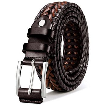 Men's leather braided belt