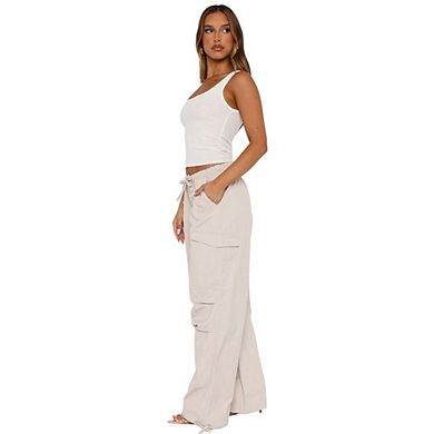 Women's Y2K Wide Leg Cargo Pants Drawstring Waist Baggy Sweatpants with Pockets