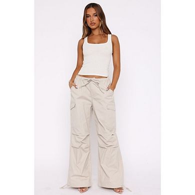 Women's Y2K Wide Leg Cargo Pants Drawstring Waist Baggy Sweatpants with Pockets