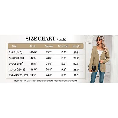 Zeagoo Women's V Neck Button Long Cardigan Sweater Casual Fall Knit Sweater Blazer with Pockets