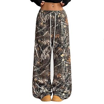 Women's Y2K Baggy Sweatpants Camo Pants Wide Leg Boyfriend Elastic Waist Pants