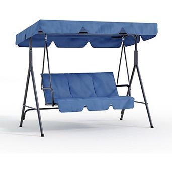 ANIXOL Outdoor 3-Seat Swing Chair with Adjustable Canopy， Weather-Resistant