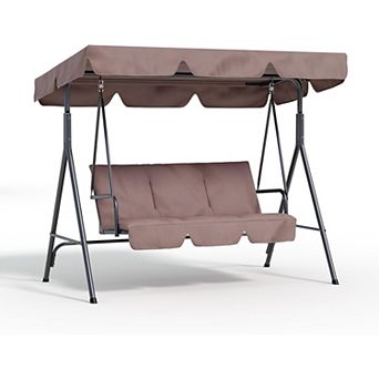 ANIXOL Outdoor 3-Seat Swing Chair with Adjustable Canopy， Weather-Resistant