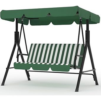 ANIXOL Outdoor 3-Seat Swing Chair with Adjustable Canopy， Weather-Resistant