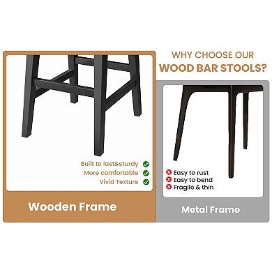 Bar Stools 2 pack, Modern Upholstered Kitchen Stools with Back&Footrest, Counter Height Bar Stools
