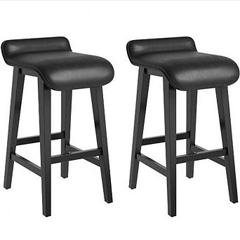Bar Stools 2 pack, Modern Upholstered Kitchen Stools with Back&Footrest, Counter Height Bar Stools
