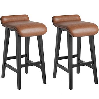 Bar Stools 2 pack, Modern Upholstered Kitchen Stools with Back&Footrest, Counter Height Bar Stools