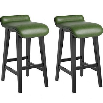 Bar Stools 2 pack, Modern Upholstered Kitchen Stools with Back&Footrest, Counter Height Bar Stools