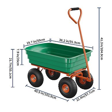 Heavy Duty Garden Dump Cart 4 Cu.Ft. Yard Wagon with 10-Inch,All-Terrain Wheels