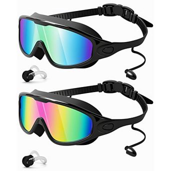 2 Pack Swim Goggles Wide View Anti Fog UV No Leaking Adult child