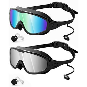 2 Pack Swim Goggles Wide View Anti Fog UV No Leaking Adult child