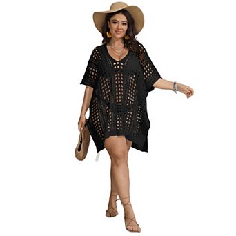 Women's Plus Size Swimsuit Cover up Hollow Out Beach Dress Swimwear