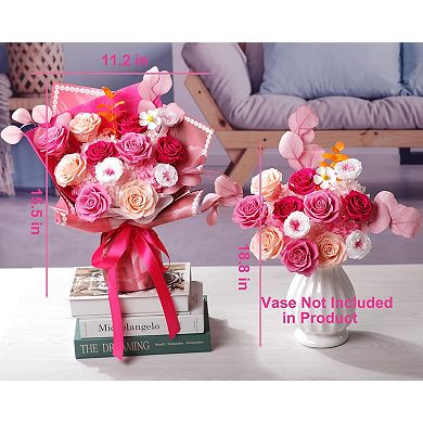 Preserved Roses Bouquet Birthday Gift Vase not included