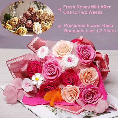 Preserved Roses Bouquet Birthday Gift Vase not included