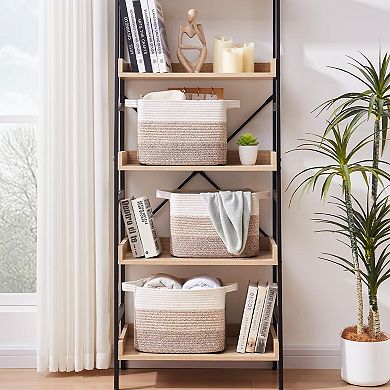 3PC Woven Storage Baskets Rectangle Organizer Bins Gift Basket