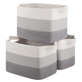 3 pc Woven Storage Baskets Rectangle Organizer Bins Gift Basket