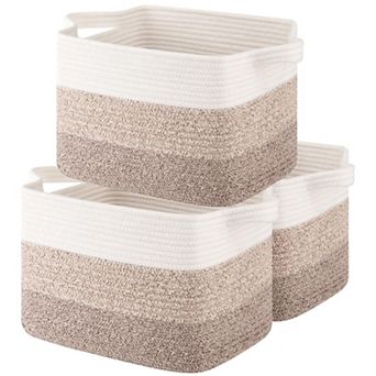 3 pc Woven Storage Baskets Rectangle Organizer Bins Gift Basket