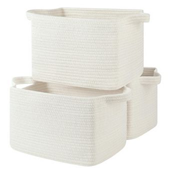 3 pc Woven Storage Baskets Rectangle Organizer Bins Gift Basket