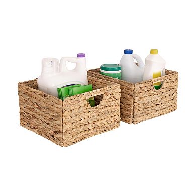 2-Pack Water Hyacinth Laundry Basket With Handles Gift Basket