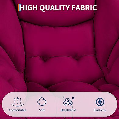 Foldable Lounge Armchair with Ottoman Side Pocket Modern Lazy Chair Living Room