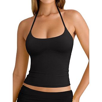 Women's Going Out Top Halter Backless Tank Tops Basic Camisole Crop Tops Trendy Sleeveless Shirts