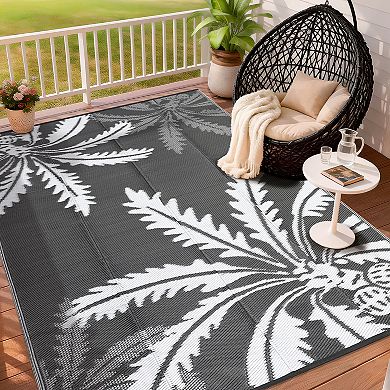 Reversible Waterproof Outdoor Rug Modern Plastic Straw Mat for Patio, Backyard, Picnic, Beach